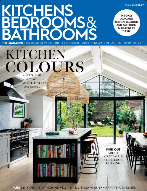 Kitchens Bedrooms Bathrooms June 2024 magazine featuring Shere Kitchens